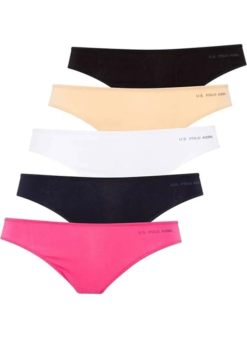 U.S. Polo Assn. 67006 Women's 5-Pack Elastic Slip-Black&Skin&White&Fuchsia&NavyBlue