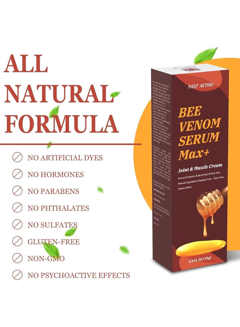 FAST 4PACK Natural Organic Bee Venom Muscle Joint Cream, Extra Strength Muscle & Joints Caring Ointment, Shoulder, Back, Neck, Hands, Knuckle, Elbow, Feet, Leg, Knees, Ankle, Meniscus, for Adults, Elder - Image 4