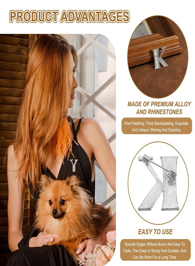 PATIKIL Letters Brooch Pins, Letter K Initial Rhinestone Brooch Metal Broaches Pins for Women Men Breastpin Gifts Jewelry, Silver - Image 3