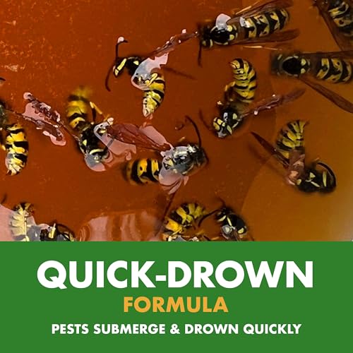 Spectracide Wasp, Hornet & Yellowjacket Trap, Hanging Wasp & Hornet Trap with a Quick-Drown Formula That Submerges & Kills Insects, 1 Count - Image 2