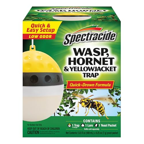 Spectracide Wasp, Hornet & Yellowjacket Trap, Hanging Wasp & Hornet Trap with a Quick-Drown Formula That Submerges & Kills Insects, 1 Count - Image 1