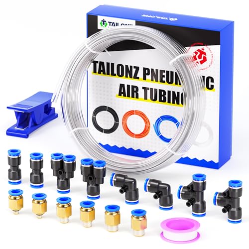 TAILONZ PNEUMATIC Clear 4mm or 5/32 inch OD 2.5mm ID Polyurethane PU Air Hose Pipe Tube Kit 10 Meter 32.8ft - Image 1