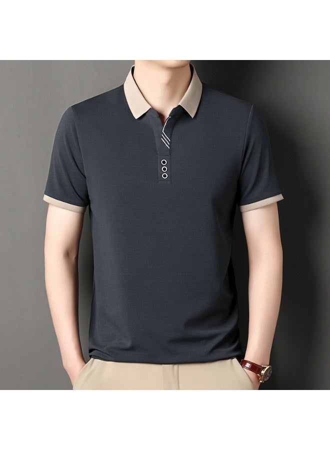Pure Color Polo Shirt Collared Breathable Short Sleeve Light Maturity Business Casual Men's Summer - Image 2