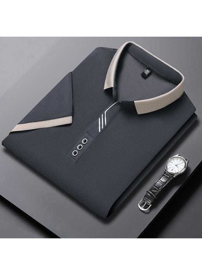 Pure Color Polo Shirt Collared Breathable Short Sleeve Light Maturity Business Casual Men's Summer - Image 1