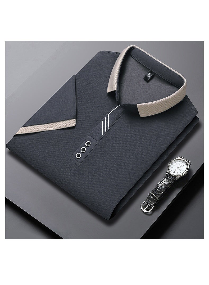 Pure Color Polo Shirt Collared Breathable Short Sleeve Light Maturity Business Casual Men's Summer - Image 4