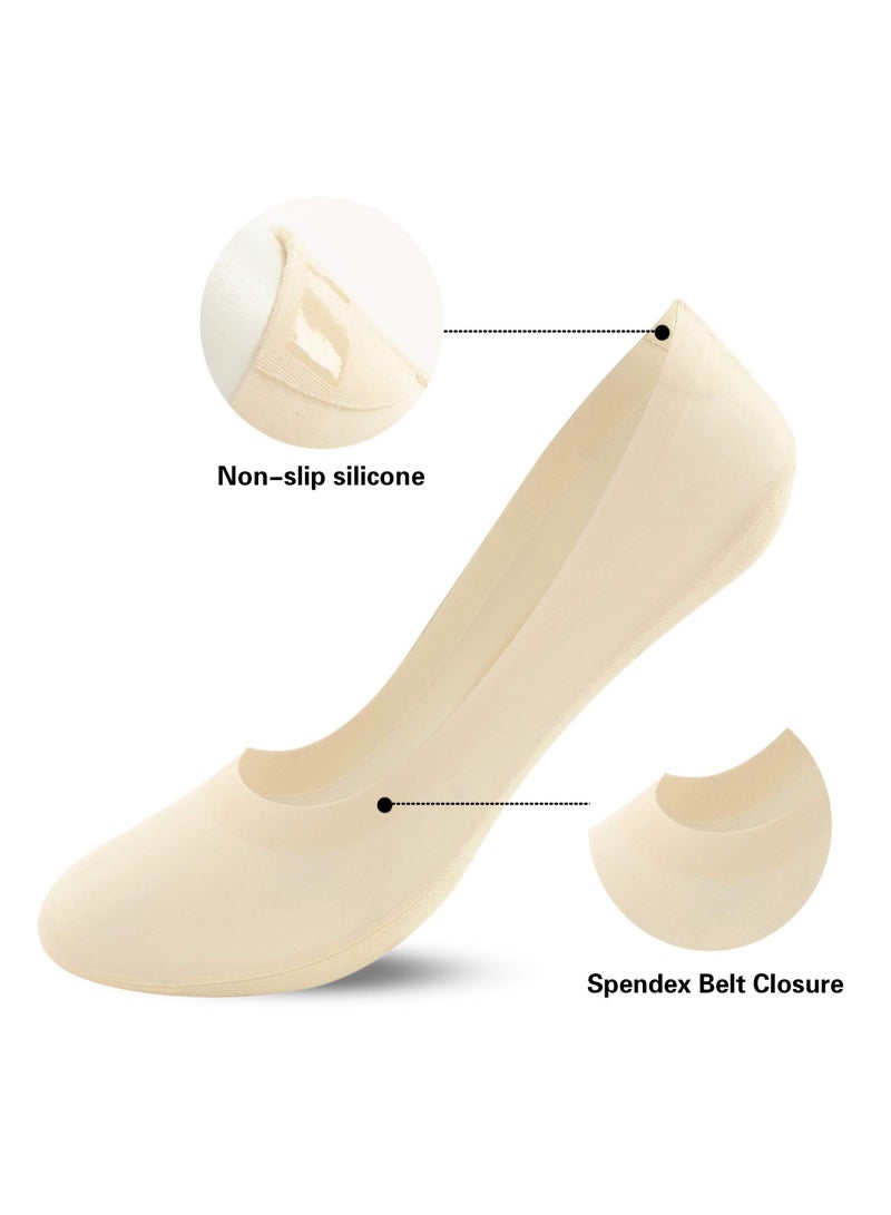 Women's Thin Socks Ice silk skin tone Cotton Nylon Low Cut Liner Non Slip hidden Invisible for Flats Boat Sneaker 4 pack - Image 3