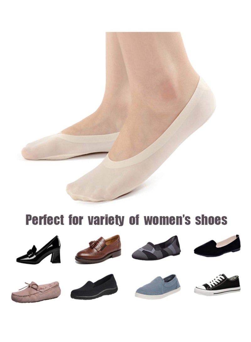 Women's Thin Socks Ice silk skin tone Cotton Nylon Low Cut Liner Non Slip hidden Invisible for Flats Boat Sneaker 4 pack - Image 4