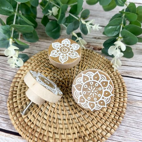 Lasyman 8Pack 18 Wooden Boho Nursery Kids Dresser Drawer Pulls Cute Cabinet Furniture Decorative Knobs - Image 3