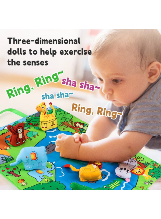 Baby Game Blanket Animal Storage Mat Three-dimensional Animal Fabric Book Bag Crawling Mat Educational Toys-Color:Marine Animal Model (6 Animals + Storage Bag)  - Image 3