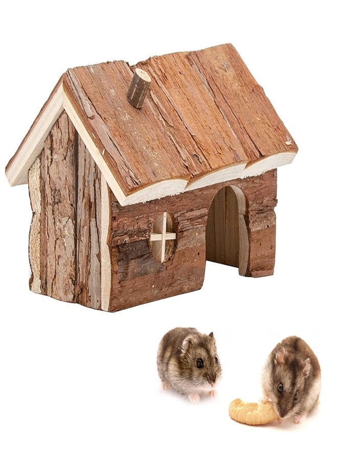 Kikerike Hamster Wooden Hideout House Natural Pet Rats Climbing Play Hut Hideaway Room for Dwarf Hamster, Small Mouse, Rat,Gerbil and Other Pet Small Animals - Image 1