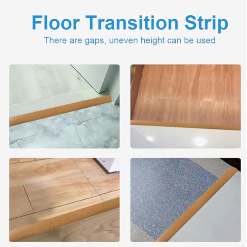 Panço Floor Transition Strip Self Adhesive Laminate Floor Strip Threshold Seam Cover Strip Vinyl Door Floor Trim Elegant Wood Grain Design (Brown Wood Grain, 2"/6.6 FT) - Image 4