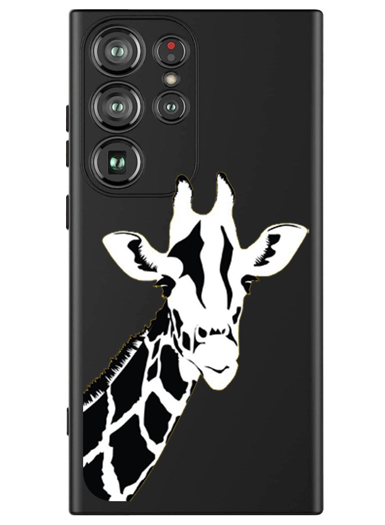 Theodor Protective Slim Fit Case Liquid Silicone Cover with Full Body Protection Anti-Scratch Shockproof Case For Samsung Galaxy S24 Ultra (Black) - Giraffe - Image 1