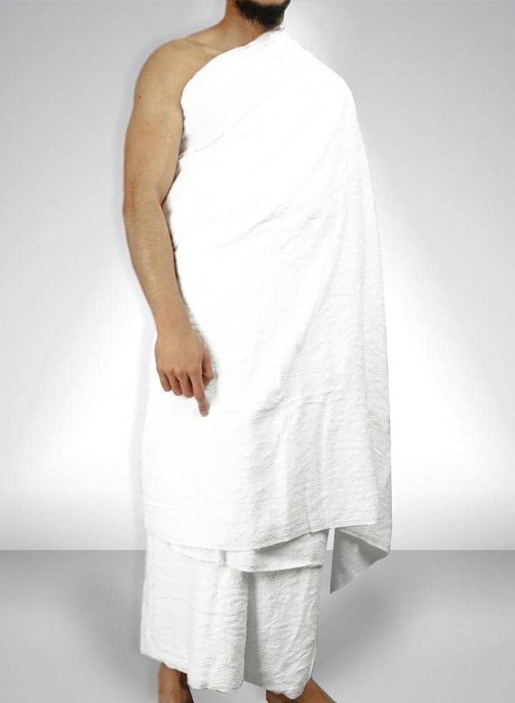 REBENUO Ihram clothing for men for Hajj and Umrah - 2 white towels - 100% natural healthy combed cotton towels, weight 1000 grams - Image 2