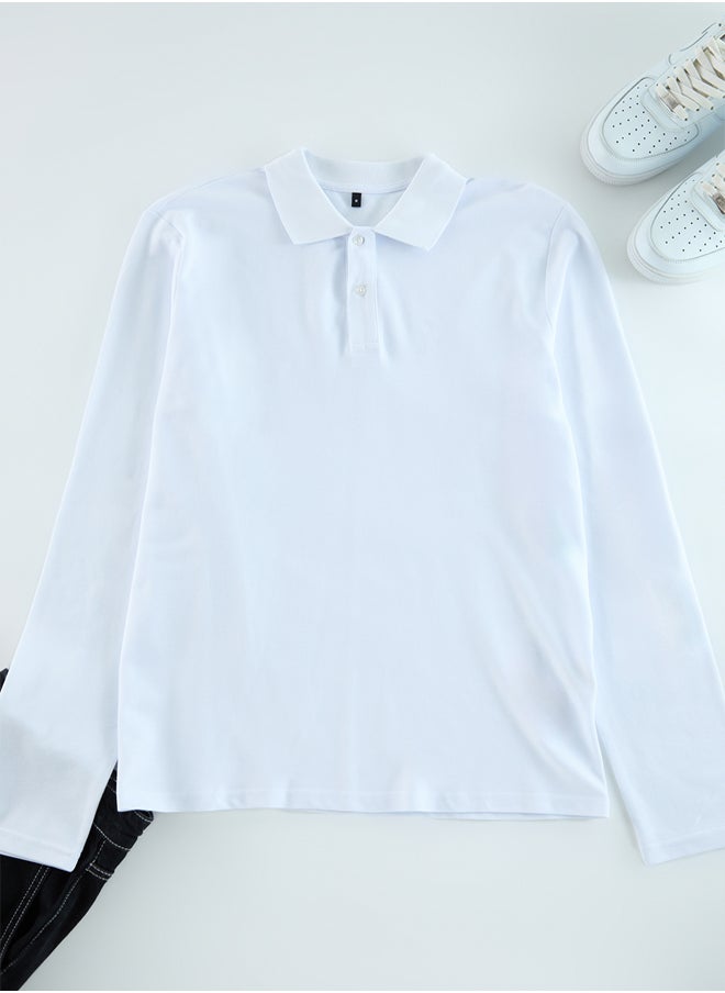 White Slim/Narrow Cut Long Sleeve Basic Polo Neck T-shirt TMNAW25PO00000 - pzsku/Z0F1B85EC8EB4A76EA2F2Z/45/_/1739718339/4a4fd51b-7210-4ed0-99bd-96803edc78e2