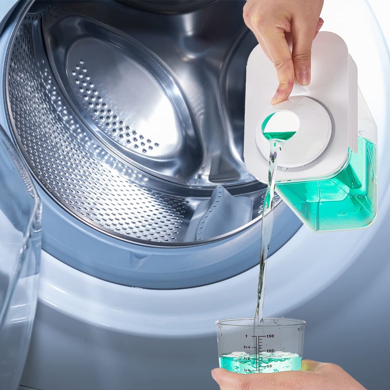 Tatuo Tatuo 3 Pack Laundry Detergent Dispenser 61 oz Clear Liquid Container with 6 Removable Labels, Fabric Softener Pet Plastic Detergent Dispenser for Laundry Room Organization and Storage  - Image 5