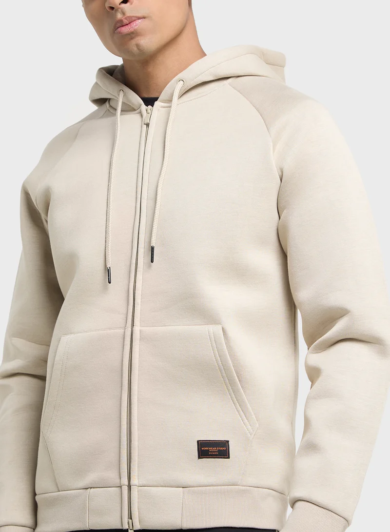 Only & Sons Bobbey Zip Through Pocket Detail Drawstring Hoodie