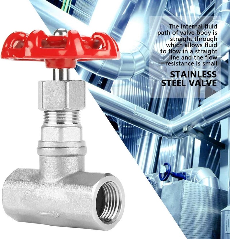 Thincol 1/2" DN15 Globe Valves, 304 Stainless Steel Shut-off Valves Female Threaded Gate Valve for Water, Oil, Gas - -29~180℃ - Image 2