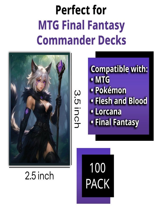 Digital Sorcery Studio Anime Cat Warlock Card Sleeves 102 Pack - Compatible with MTG & TCGs - Perfect for Y'shtola, Night's Blessed & Final Fantasy Commander Decks - Premium Card Game Sleeves for Magic - Image 5