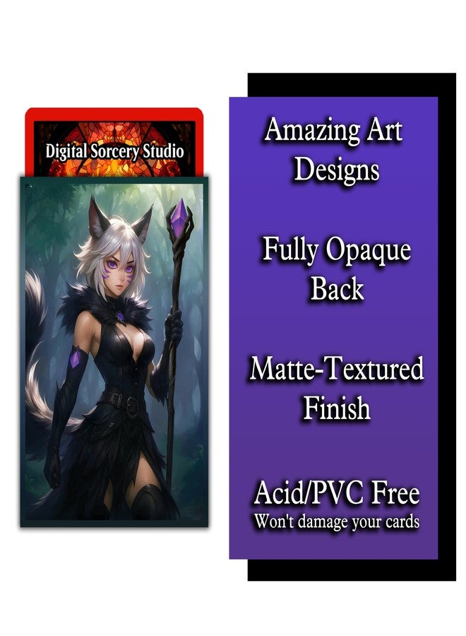 Digital Sorcery Studio Anime Cat Warlock Card Sleeves 102 Pack - Compatible with MTG & TCGs - Perfect for Y'shtola, Night's Blessed & Final Fantasy Commander Decks - Premium Card Game Sleeves for Magic - Image 4