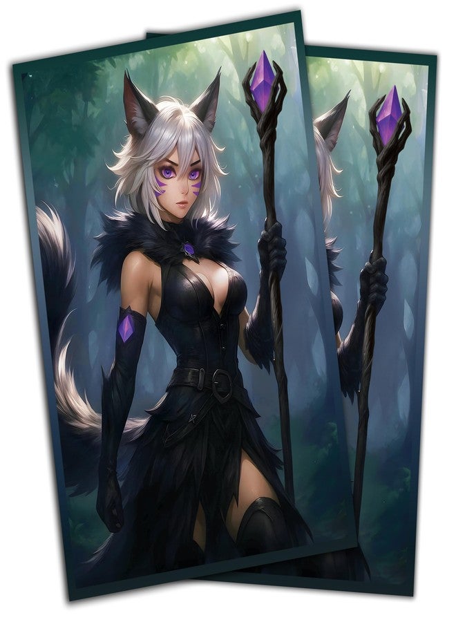 Digital Sorcery Studio Anime Cat Warlock Card Sleeves 102 Pack - Compatible with MTG & TCGs - Perfect for Y'shtola, Night's Blessed & Final Fantasy Commander Decks - Premium Card Game Sleeves for Magic - Image 1