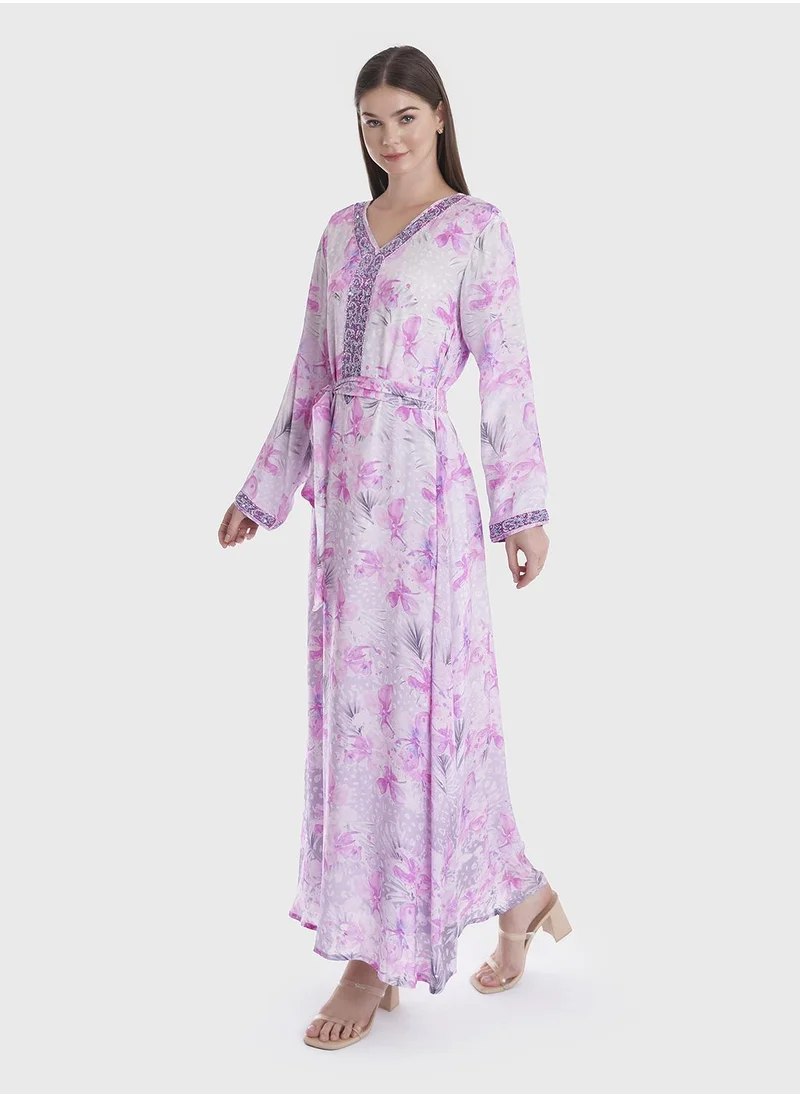 KASHKHA Viscose Printed Jalabiya