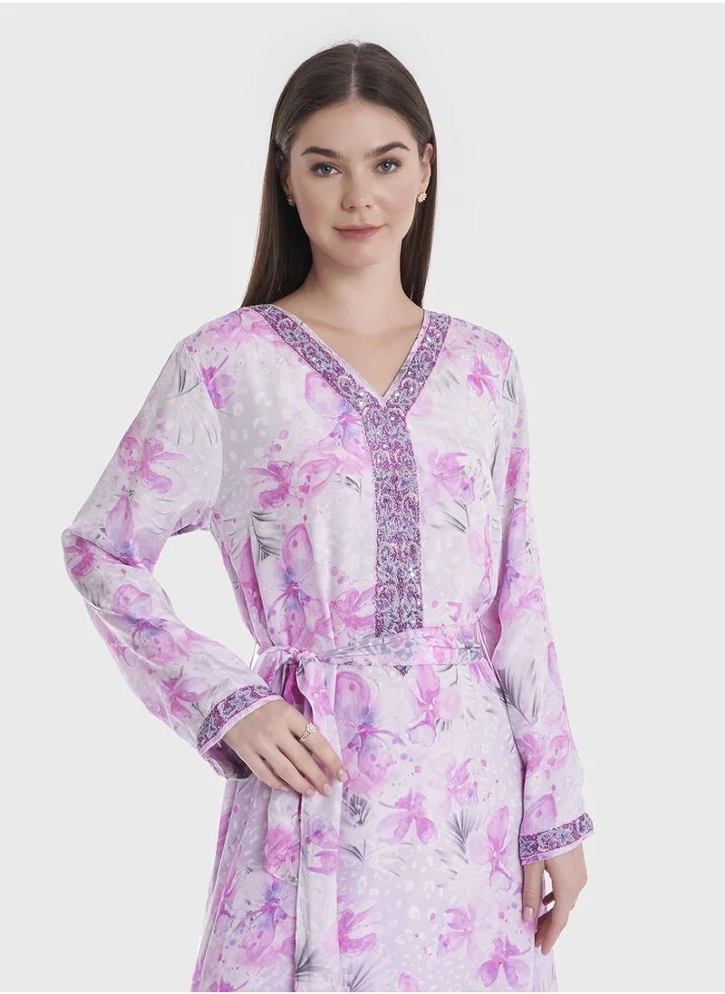 KASHKHA Viscose Printed Jalabiya