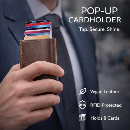 Highlark Elite Pop-Up Wallet – RFID Protected Vegan Leather Card Holder for Men and Women | Slim Aluminium Core | Quick Access | Holds 8–9 Cards - Image 5