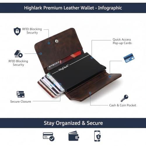 Highlark Elite Pop-Up Wallet – RFID Protected Vegan Leather Card Holder for Men and Women | Slim Aluminium Core | Quick Access | Holds 8–9 Cards - Image 3