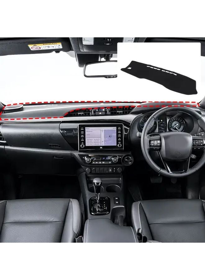 Toyota Hilux 2015 2024 Black LHD Center Console Sun Visor Dashboard Protector with Storage - Image 1