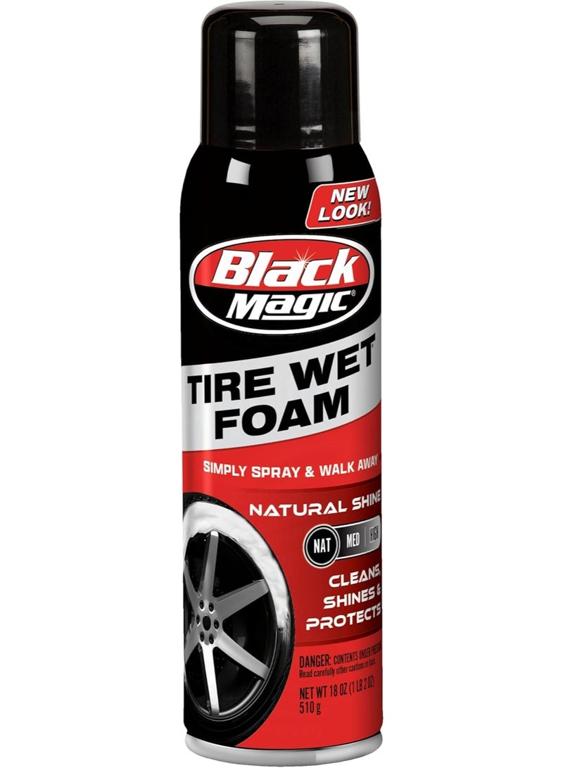 Black Magic Black Magic 800002220 Tire Wet Foam, 18 oz. - Specially Formulated Thick Tire Spray Foam Clings to Tires to Dissolve and Clean Dirt While Shining and Protecting All In One Step - Image 1