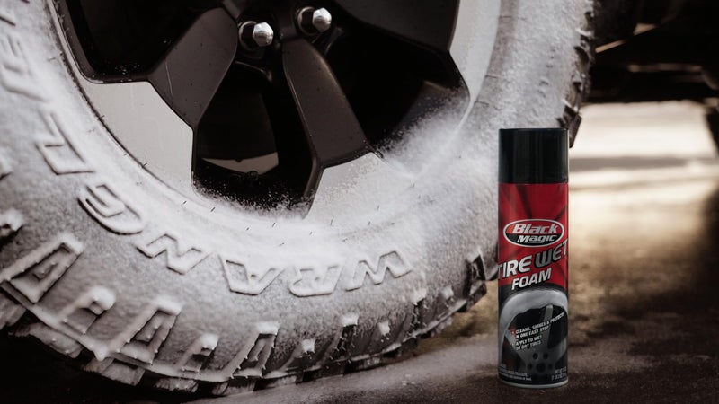 Black Magic 800002220 Tire Wet Foam, 18 oz. - Specially Formulated Thick Tire Spray Foam Clings to Tires to Dissolve and Clean Dirt While Shining and Protecting All In One Step - Image 2