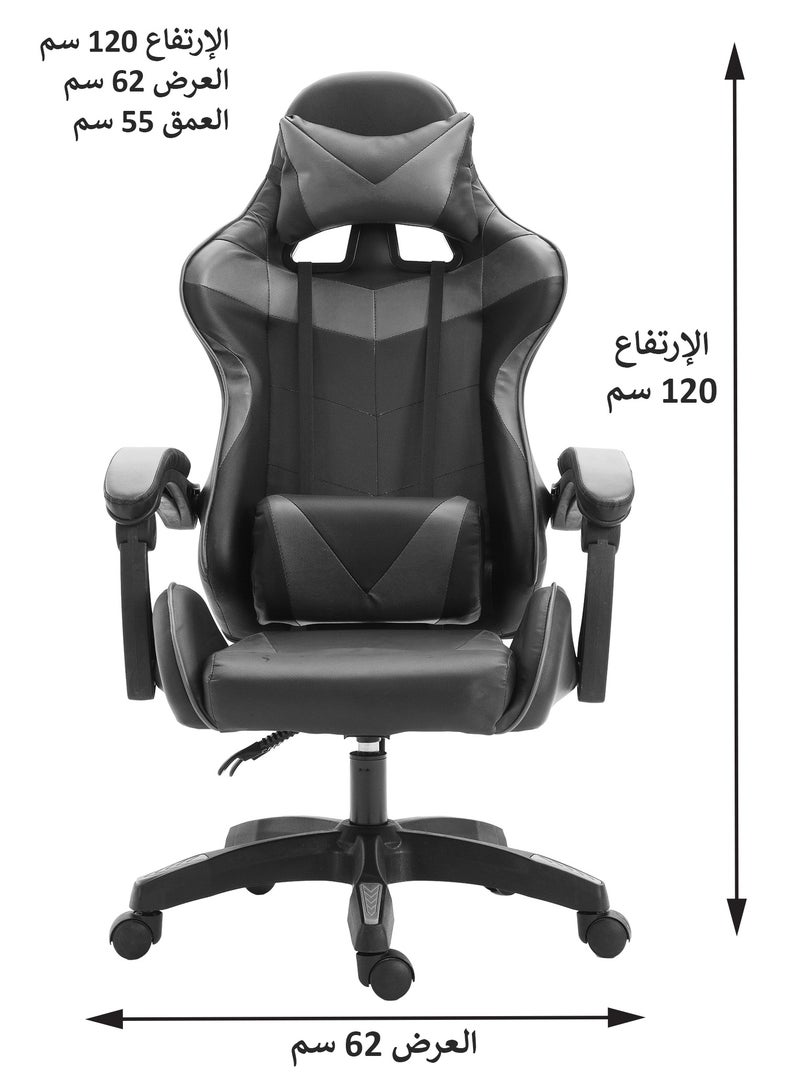 Funz Gaming Chair  Office Chair Ergonomic High Back s Reclining & Height Adjustable Computer Chair with Neck and Lumbar Support Comfortable Chairs Black/Grey  - Image 2