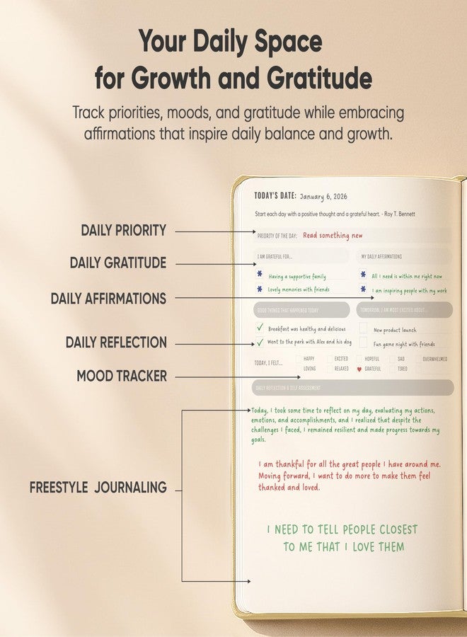 PRODUCTIVITY STORE Best Daily Journal for Men & Women - Gratitude, Manifestation & Guided Journal with Prompts for Personal Growth (A5, Cream) - PRODUCTIVITY STORE - Image 3