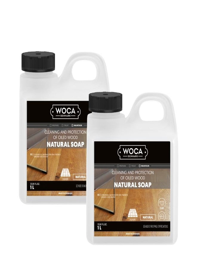 WOCA Denmark Natural Soap Bundle - 2x(1L) -Concentrated Cleaner for Oil-Treated Hardwood Floors, Furniture, Millwork, Cutting Boards, and Countertops. - Image 1