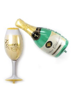 Party Buddy RTB Enterprises Champagne Bottle and Wine Glass Balloons Large Size 39 Inches for Wedding Birthday Party Anniversary Decorations and Bachelors Party Multi Color  - Image 1