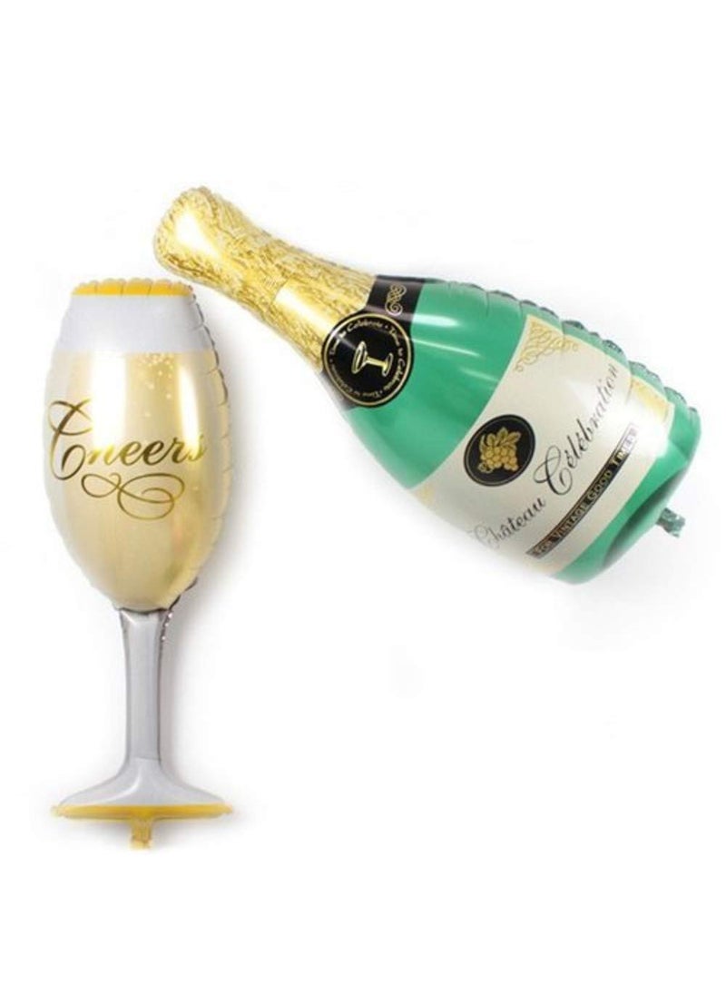 Party Buddy RTB Enterprises Champagne Bottle and Wine Glass Balloons Large Size 39 Inches for Wedding Birthday Party Anniversary Decorations and Bachelors Party Multi Color  - Image 1