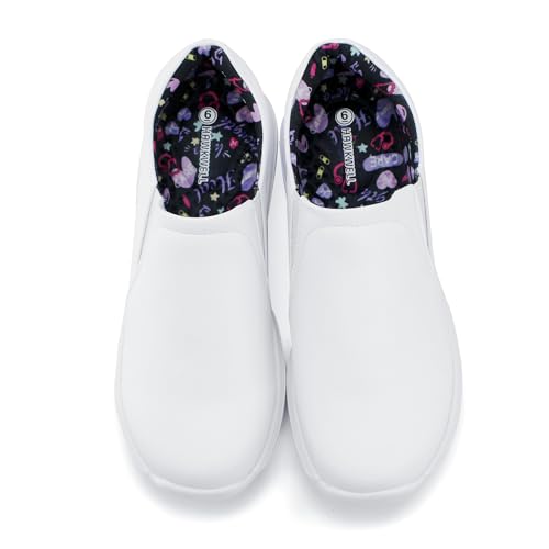 Hawkwell Womens Slip On Lightweight Slip Resistant Comfort Nursing ShoesWhite Heart Synthetic8 M US - Image 1