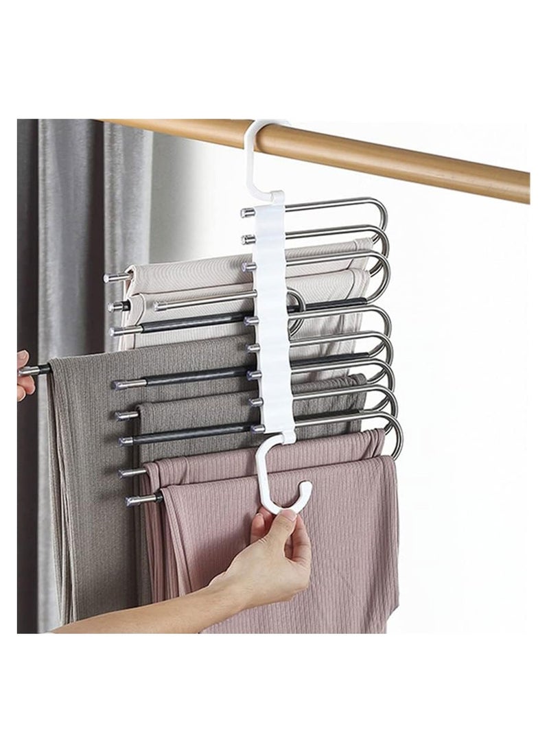 Cool Baby COOLBABY Pants Hangers 9 Layer Collapsible Trousers Non Slip Stainless Steel Multifunctional Rack Closet Organizer  - Image 4