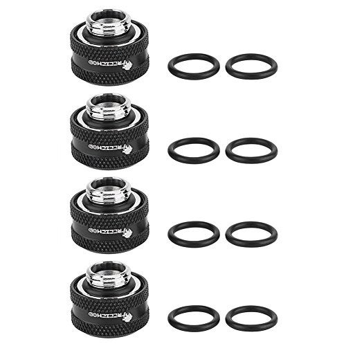 Zopsc PC Water Cooling Brass Tube Fitting Water Cooling Compression Fitting Suitable for 16mm Outer Diameter Tube(4pcs Black) - Image 1