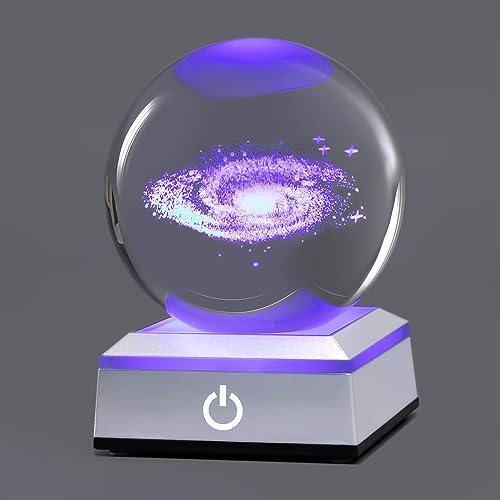 hochance 3D Galaxy Milk Way Crystal Ball Nightlight Multicolor Decolamp for Science Astronomy Space, for Boyfriends Husband Him,Presents for Fathers Kids Boys Birthday - Image 1