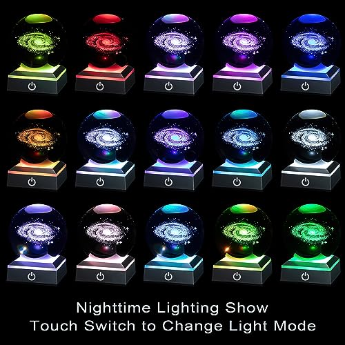 hochance 3D Galaxy Milk Way Crystal Ball Nightlight Multicolor Decolamp for Science Astronomy Space, for Boyfriends Husband Him,Presents for Fathers Kids Boys Birthday - Image 2