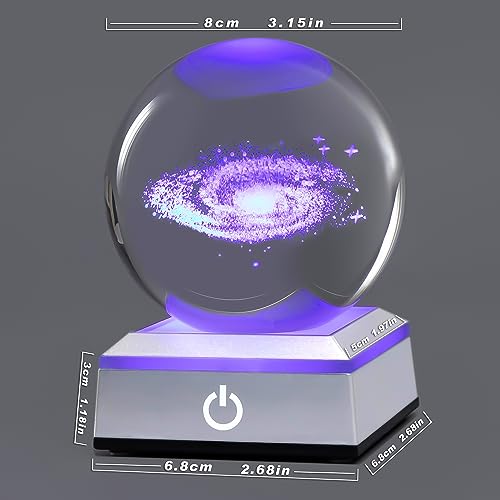 hochance 3D Galaxy Milk Way Crystal Ball Nightlight Multicolor Decolamp for Science Astronomy Space, for Boyfriends Husband Him,Presents for Fathers Kids Boys Birthday - Image 5