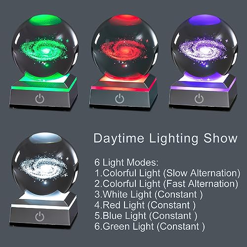 hochance 3D Galaxy Milk Way Crystal Ball Nightlight Multicolor Decolamp for Science Astronomy Space, for Boyfriends Husband Him,Presents for Fathers Kids Boys Birthday - Image 3