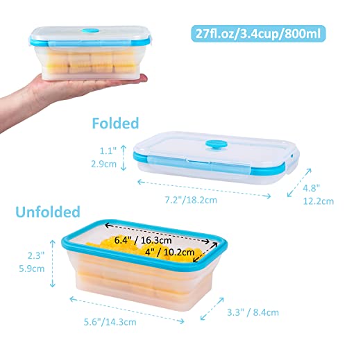 Annaklin Collapsible Food Storage Containers with Airtight Lid & Vent, 27oz, Kitchen Stacking Silicone Collapsible Meal Prep Container Set for Leftover, Microwave Freezer Dishwasher Safe, Translucent, Set of 4 - Image 5