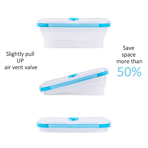 Annaklin Collapsible Food Storage Containers with Airtight Lid & Vent, 27oz, Kitchen Stacking Silicone Collapsible Meal Prep Container Set for Leftover, Microwave Freezer Dishwasher Safe, Translucent, Set of 4 - Image 3
