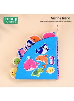 Generic Children's Tail Cloth Book 0-3 Years Old Infant Hand Tear Book Baby Tear Not Tear Book Can Bite Baby Early Teaching-Color:Ocean Friends  - Image 1