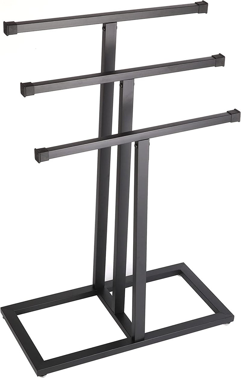INDIAN DECOR INDIAN DECOR 41416 Standing Towel Rack 3Tier Metal Towel Rack Stand Hand Towel Stand ThreeT Towel Holder for Bathroom Countertop Black 228L x 114W x 3386H inches  - Image 4