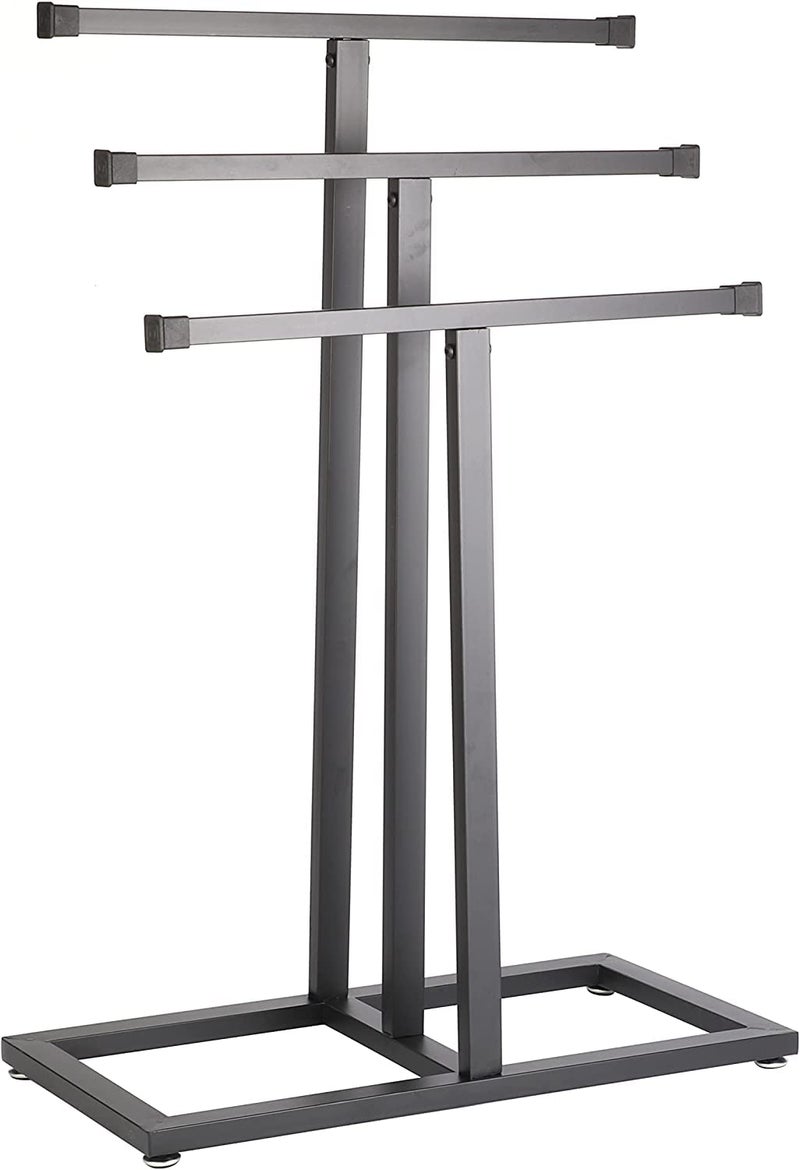 INDIAN DECOR INDIAN DECOR 41416 Standing Towel Rack 3Tier Metal Towel Rack Stand Hand Towel Stand ThreeT Towel Holder for Bathroom Countertop Black 228L x 114W x 3386H inches  - Image 5