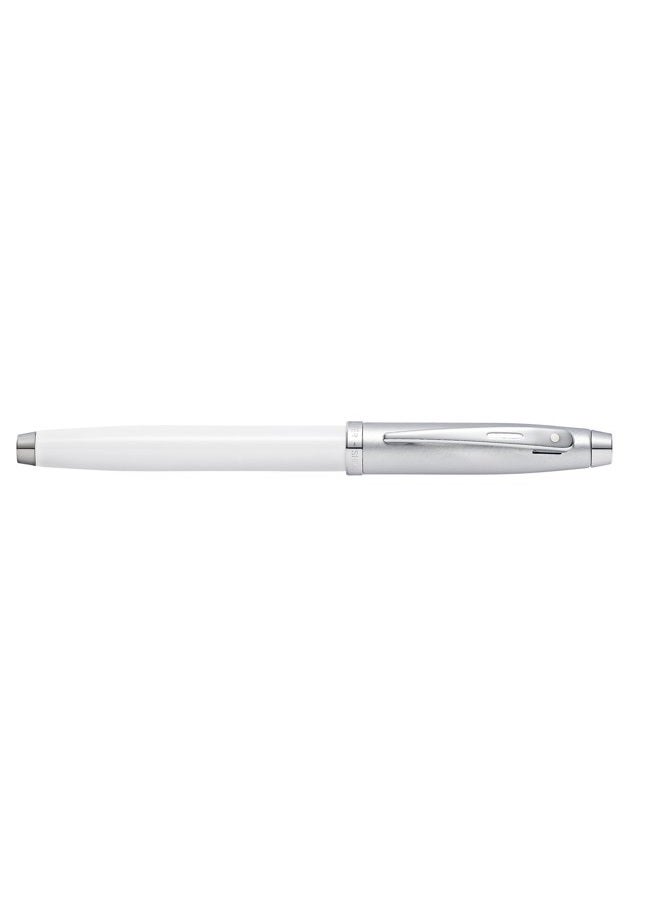 SHEAFFER 100 White/Chrome Fountain Pen, Medium Nib (E0932453-30) - Image 3
