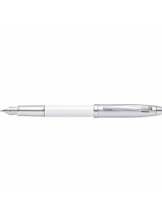 SHEAFFER 100 White/Chrome Fountain Pen, Medium Nib (E0932453-30) - Image 1